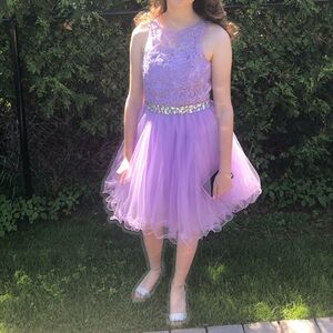 Charming Lavender Kids Dress with Floral Embellishments